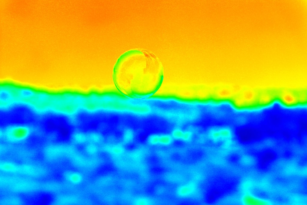 Flight of a bubble- heat background.