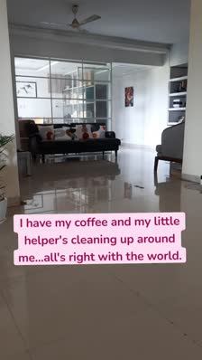 I have my coffee and my little helper's cleaning up around me...all's right with the world.
